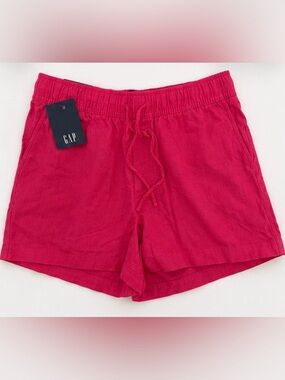 GAP Pink High-Waist Drawstring Linen-Blend Shorts - Medium NWT